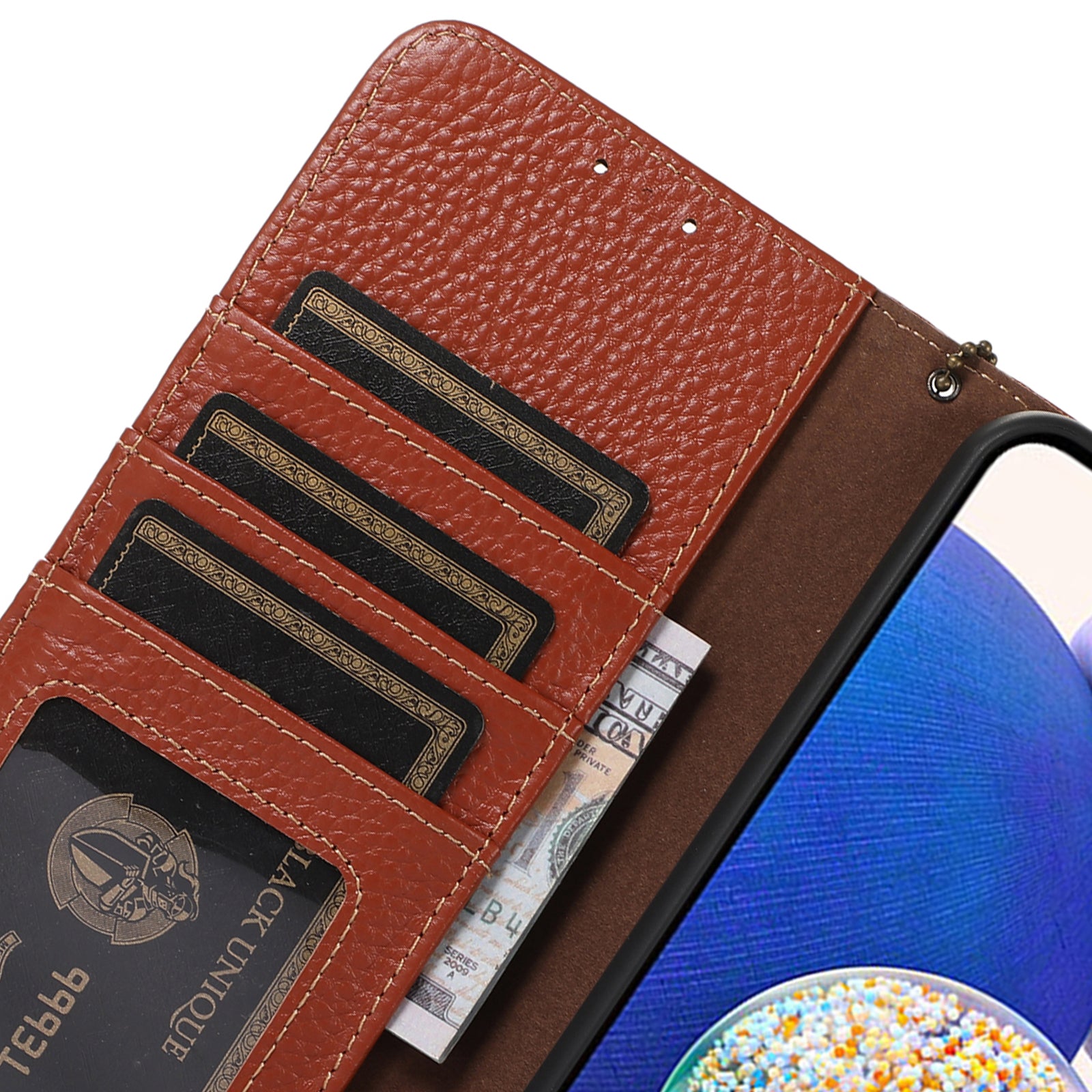 For Samsung Galaxy A34 5G Wallet Genuine Cow Leather Cover Litchi Texture RFID Blocking Stand Phone Case For Samsung Galaxy A34 5G Wallet Genuine Cow Leather Cover Litchi Texture RFID Blocking Stand Phone Case